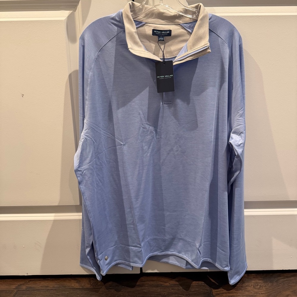 Peter Millar Stealth Performance Quarter-Zip wisteria blue MF25XK60 nwt